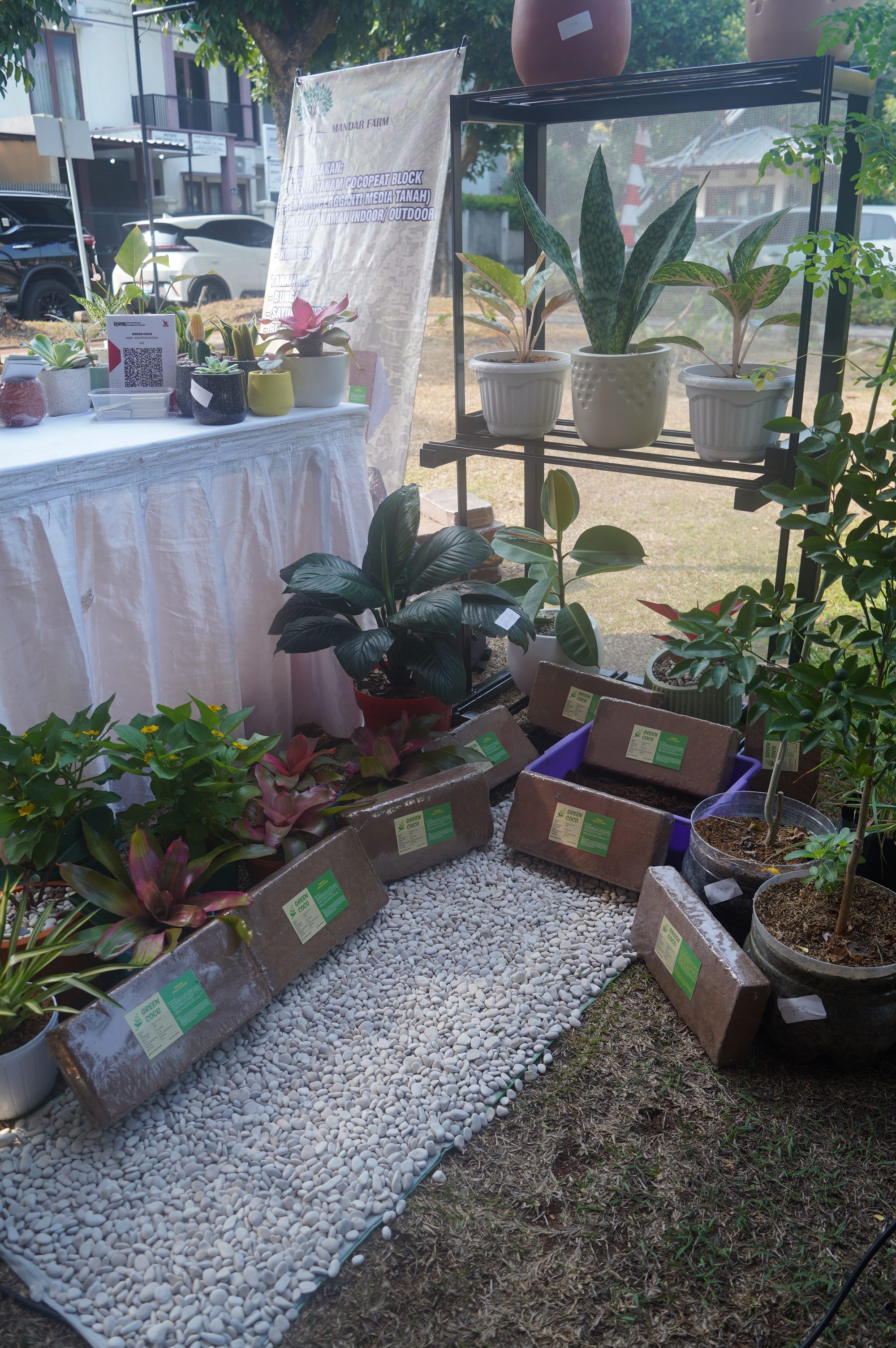Green Coco Mandiri product display at a garden exhibition